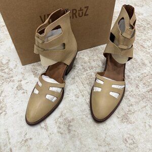 Veracruz Boots Womens Size 40 Tan Leather Cutout Ankle Block Heel Zip 107348